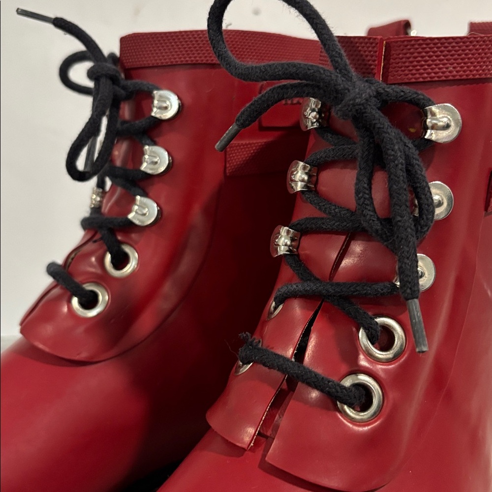 Ilse Jacobsen Cherry Lace-Up Rain Boots Fleece Lined Rubber RUB2 EU 38 - Picture 9 of 16